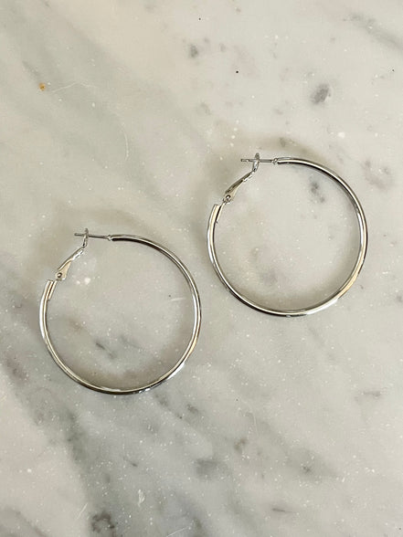 Classic Hoop Set-Rhodium