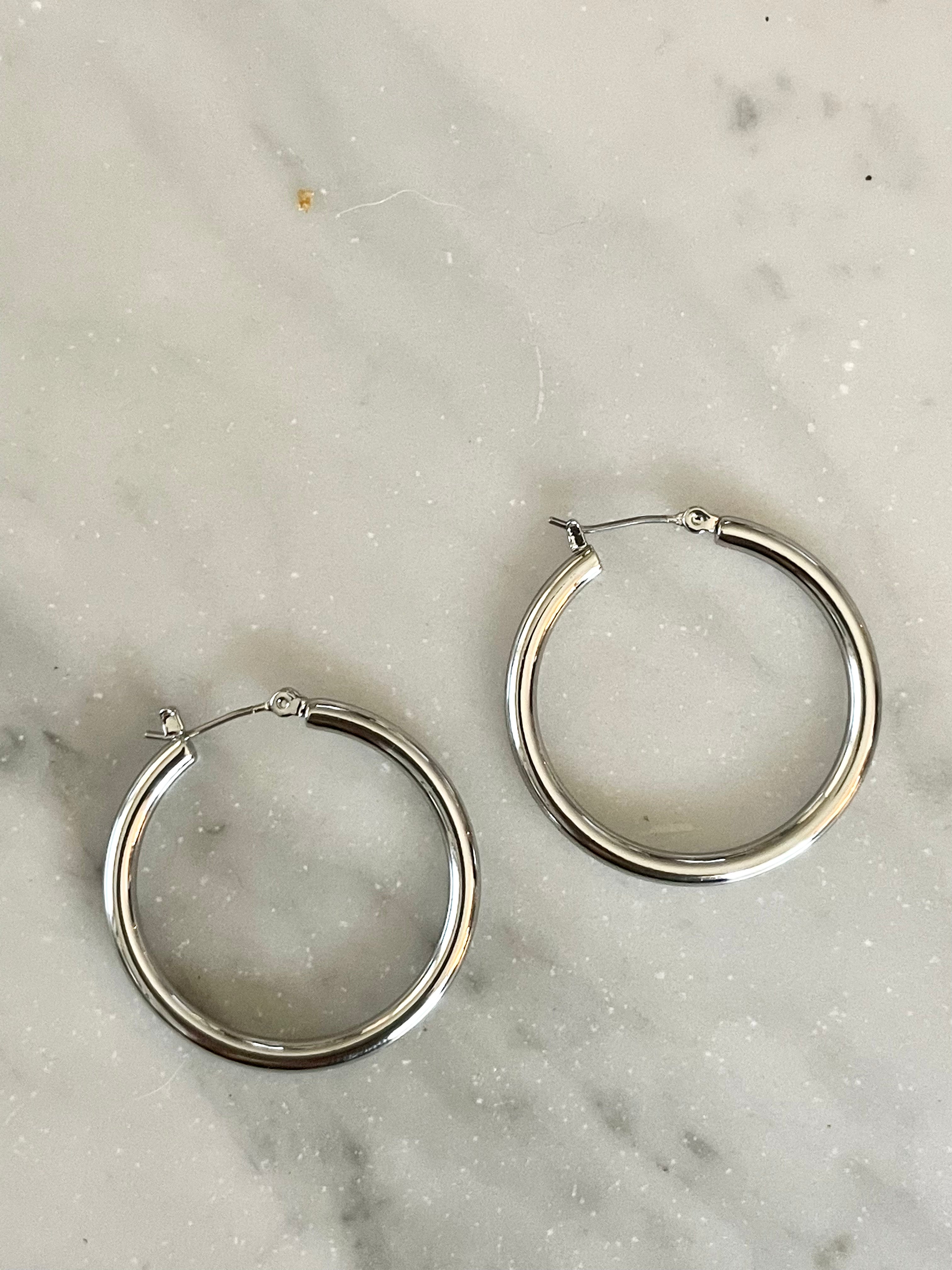 Classic Hoop Set-Rhodium