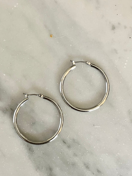 Classic Hoop Set-Rhodium