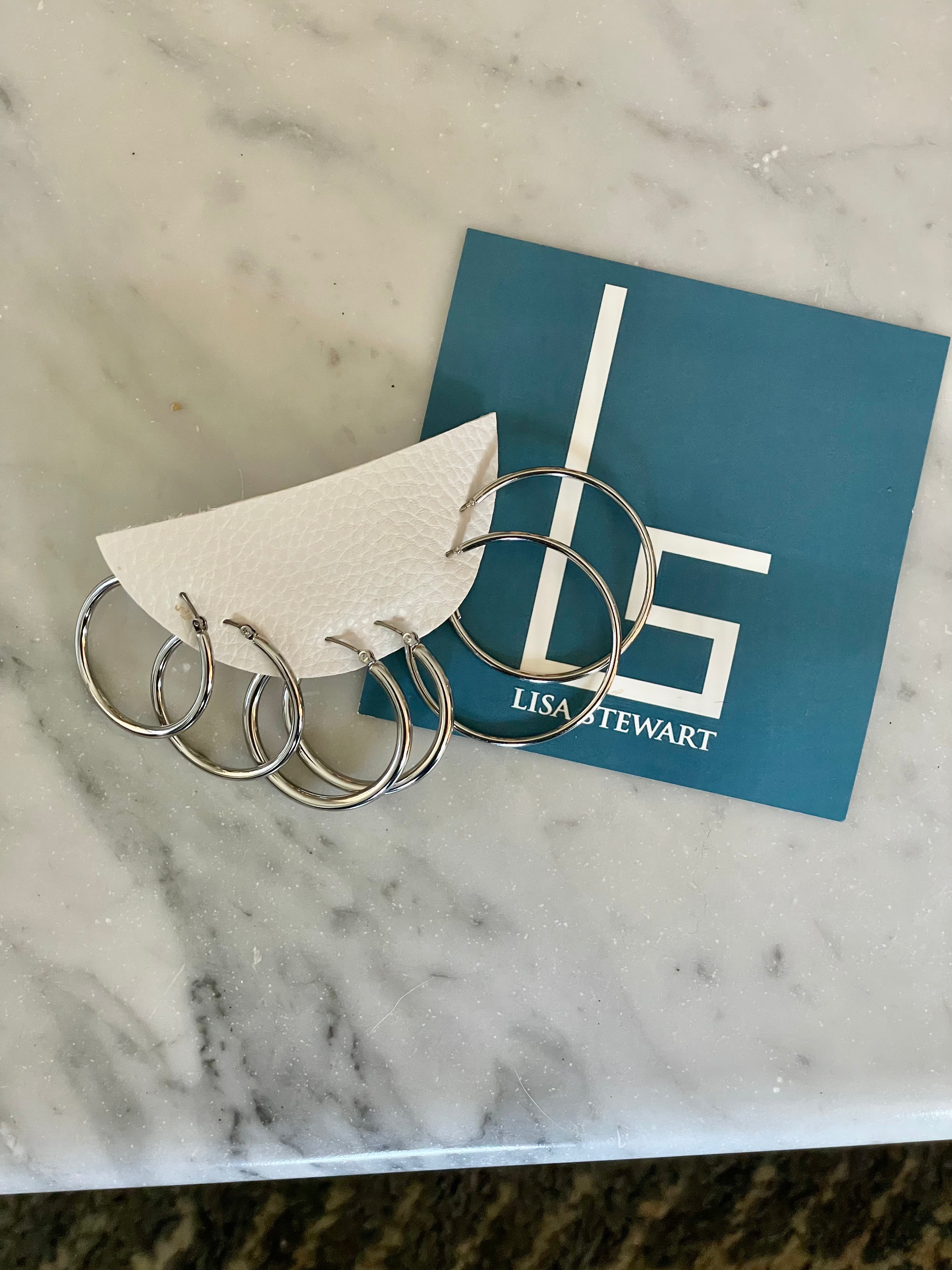 Classic Hoop Set-Rhodium
