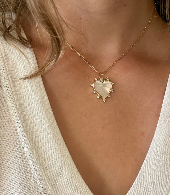 Mother of Pearl Crystal Studded Necklace