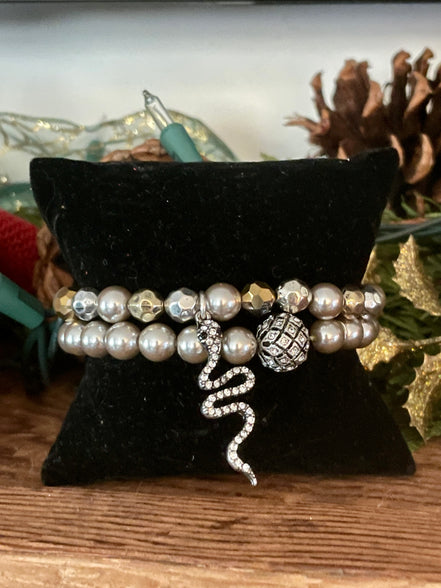 Gunmetal Bracelet Set with Serpent