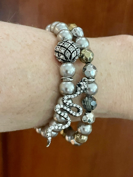 Gunmetal Bracelet Set with Serpent