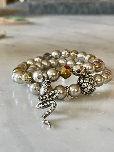 Gunmetal Bracelet Set with Serpent