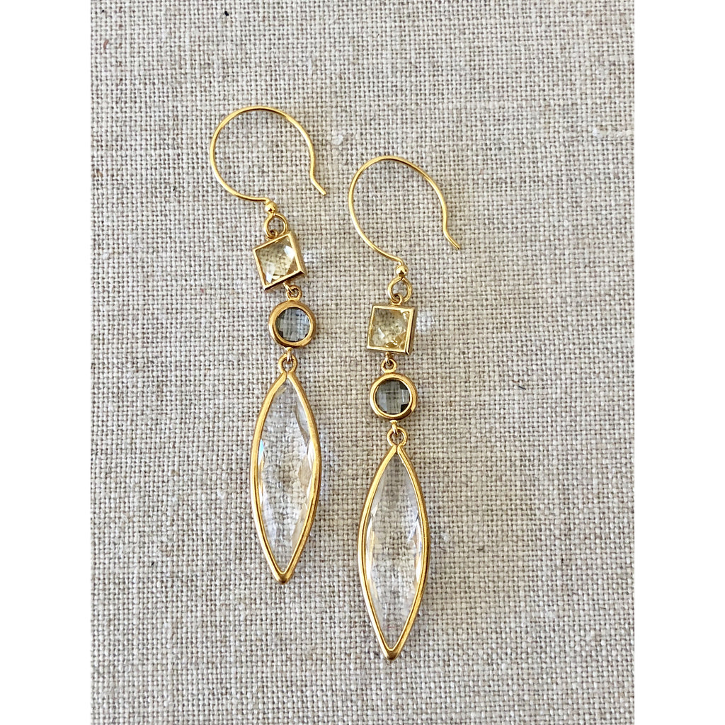 Sample Sale! Sea Jewels Charcoal/Lemon/Crystal Drop Earring