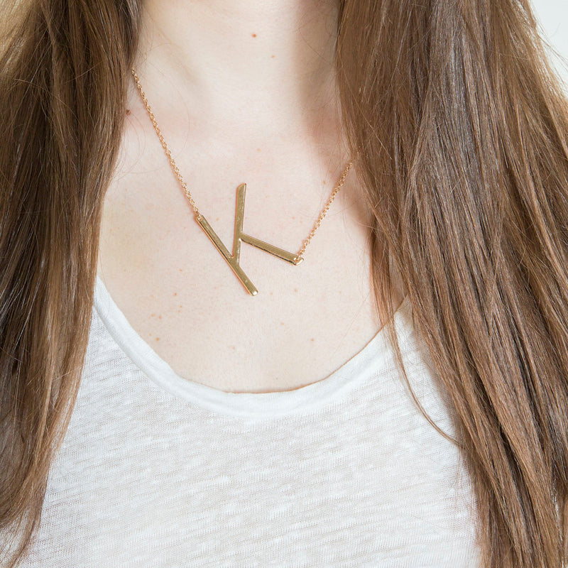 9ct Yellow Gold 'K' Letter Necklace