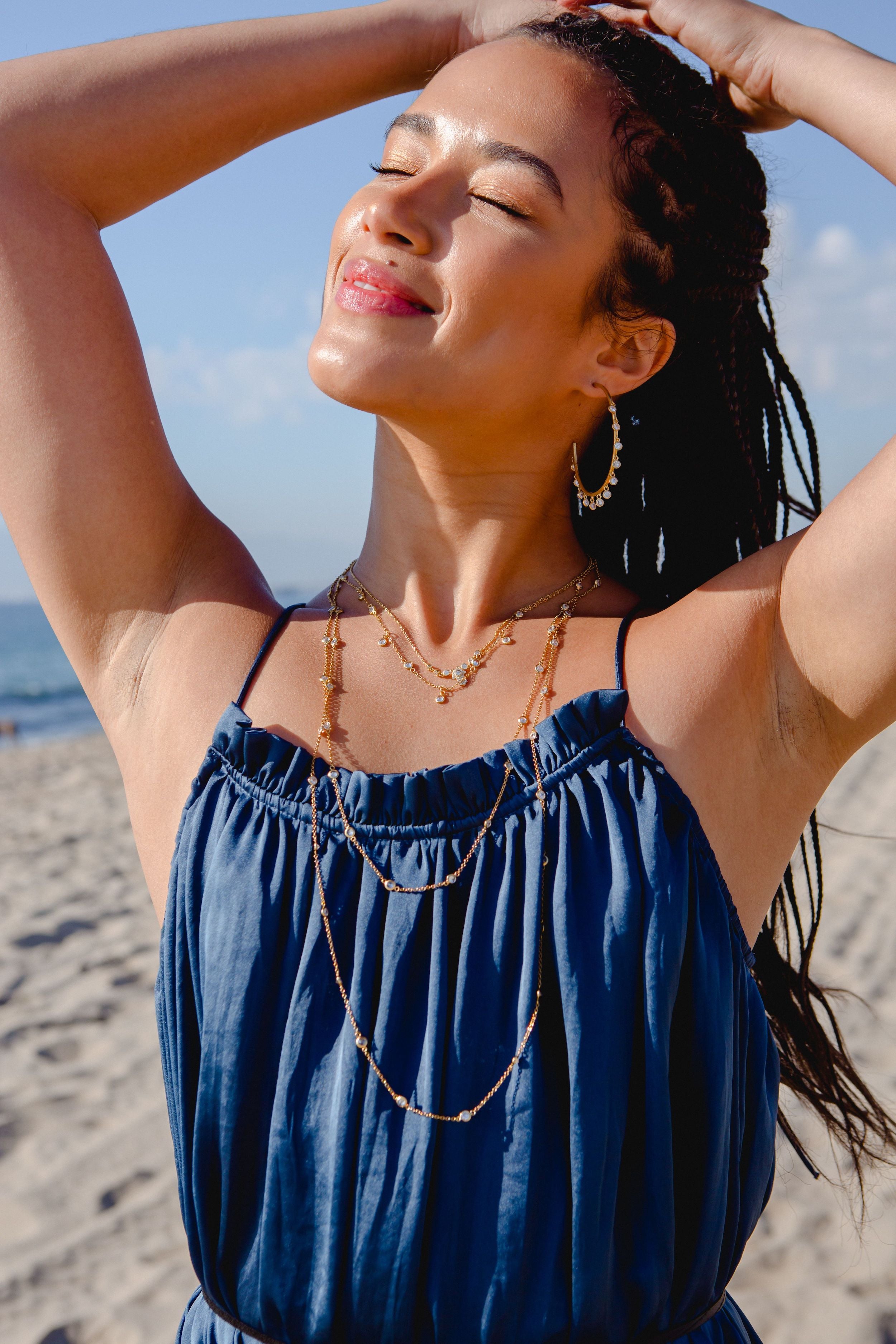 Maxi CZ Dangle Hoop