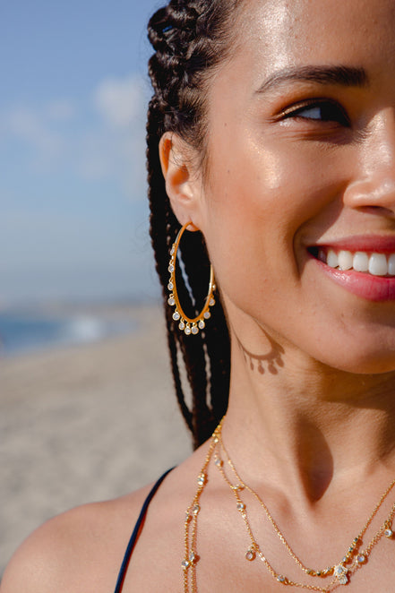 Maxi CZ Dangle Hoop