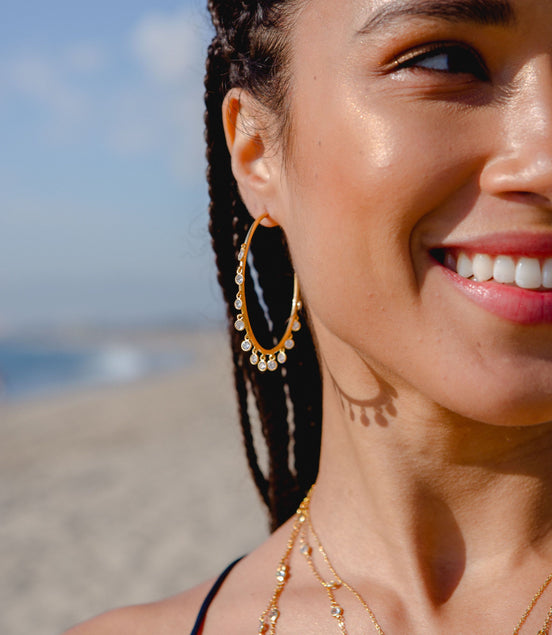 Maxi CZ Dangle Hoop