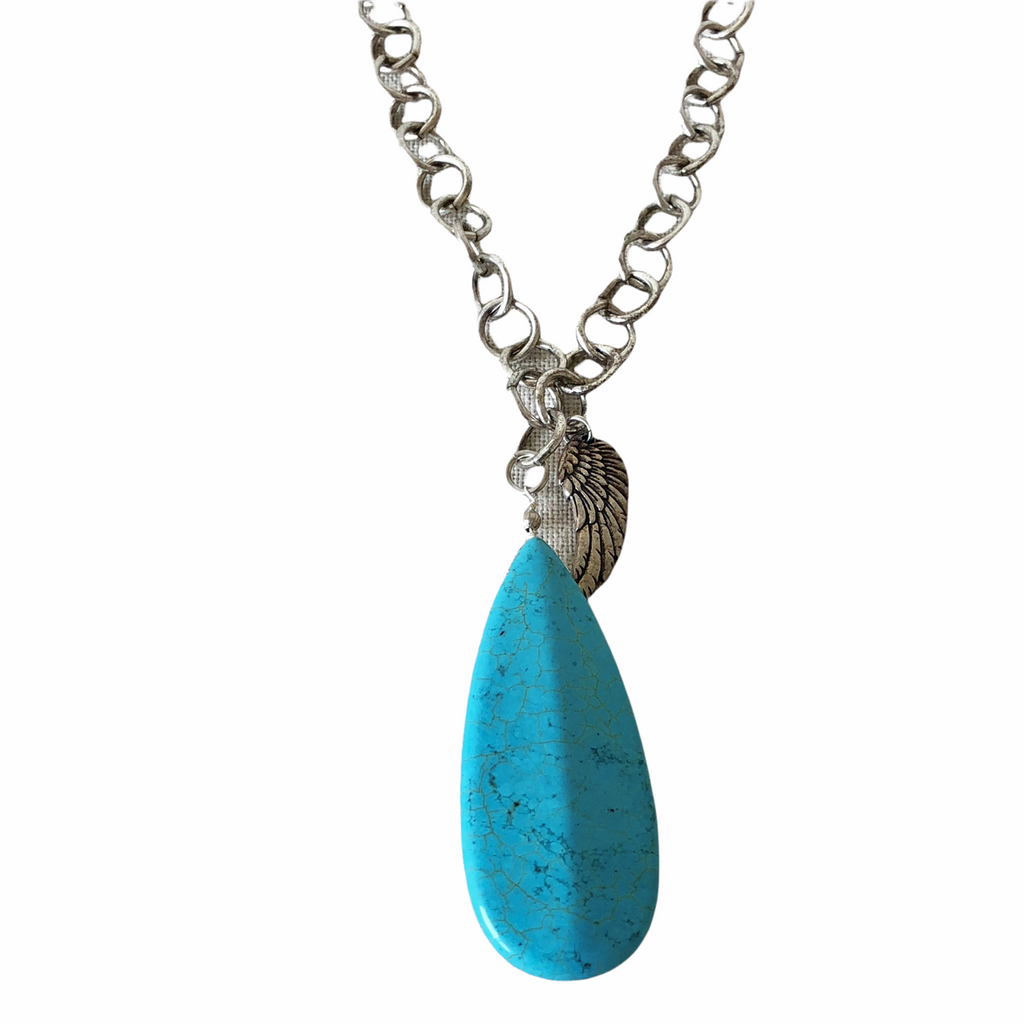 Sample Sale! Silver Chain with Turquoise Drop