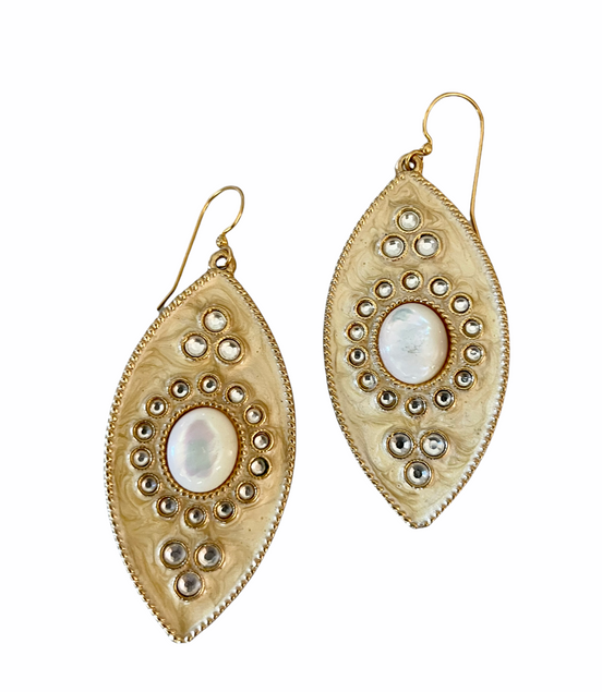 Ivory Enamel Marquis Earrings
