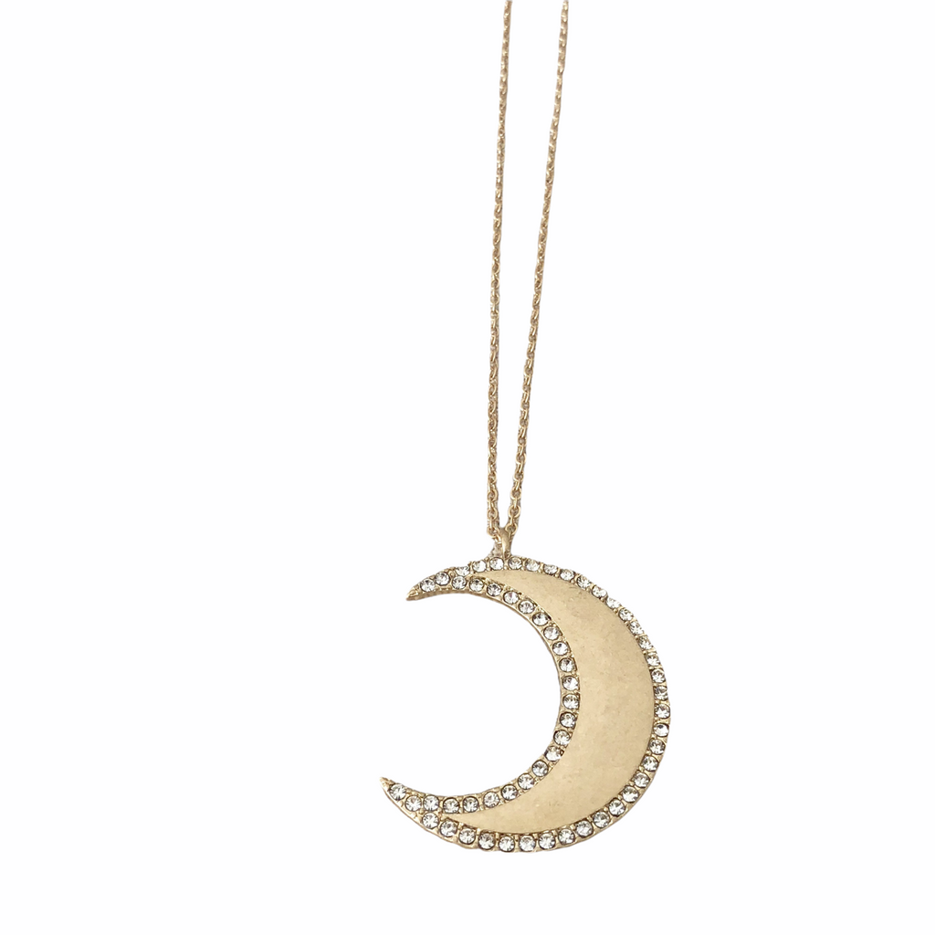 Sample Sale! Gold Crystal Crescent Moon Necklace
