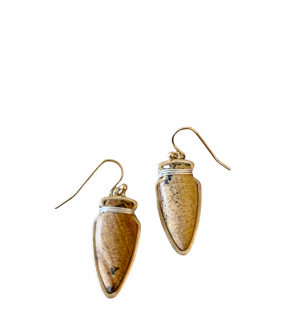 Arrowhead Stone Earrings-Cocoa Fleck