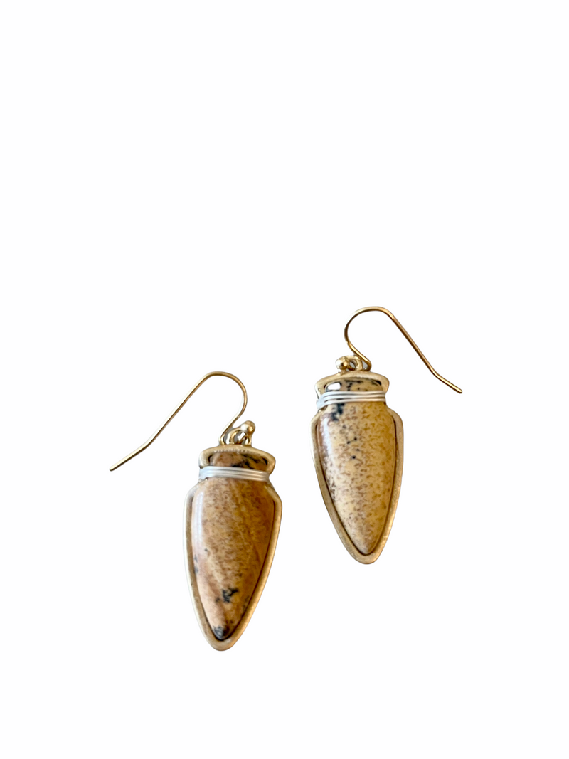 Arrowhead Stone Earrings-Cocoa Fleck
