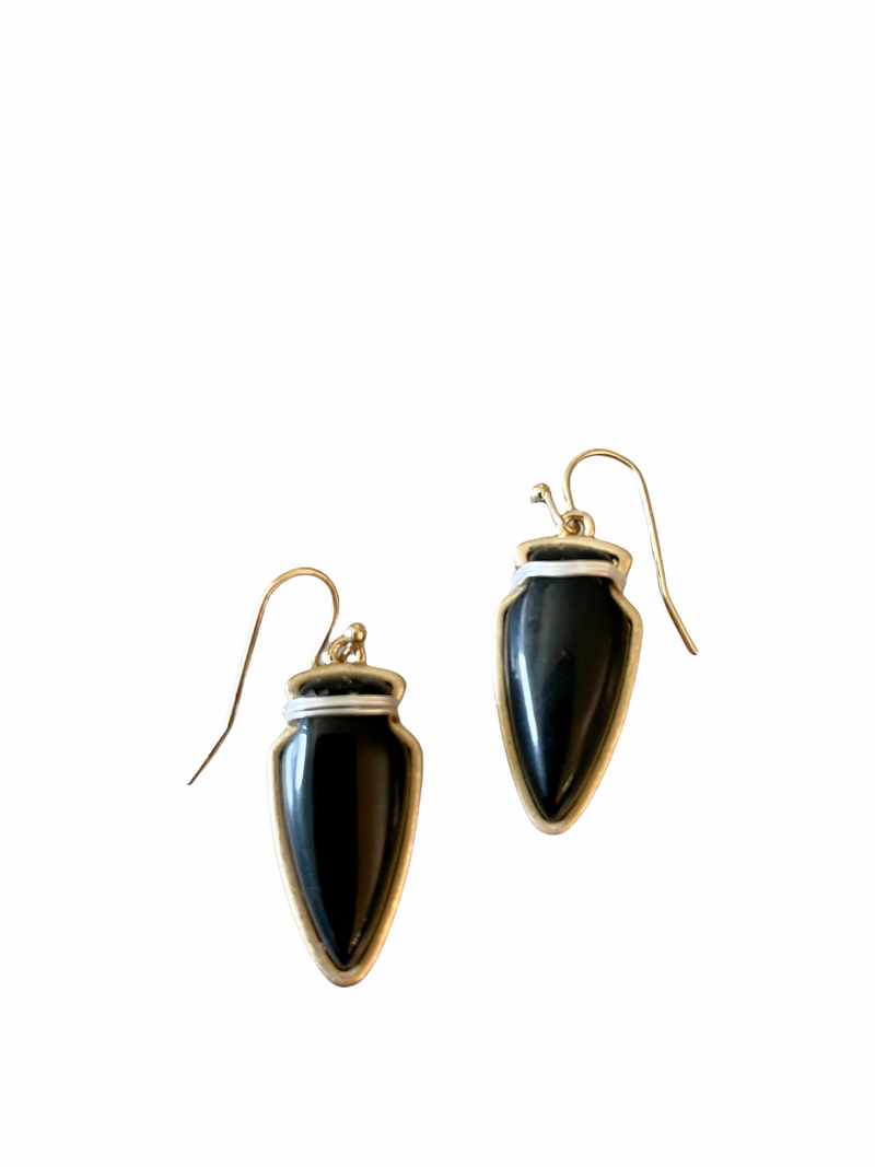 Arrowhead Stone Earrings-Jet Black