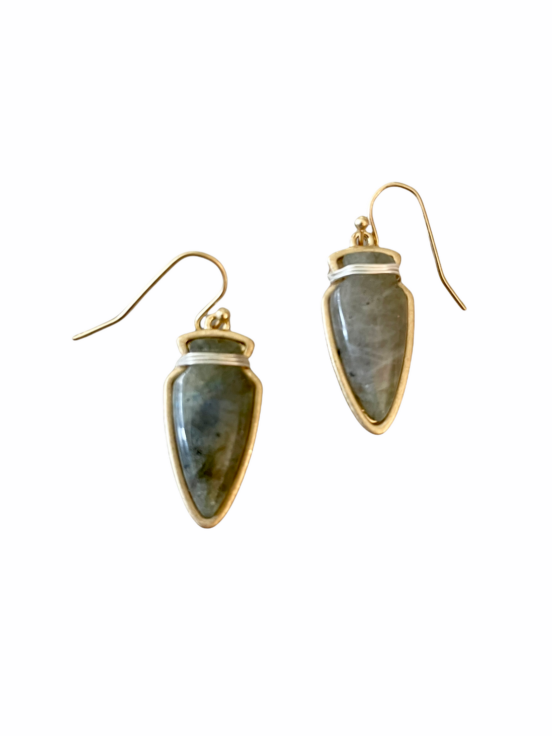 Arrowhead Stone Earrings-Smoky Grey
