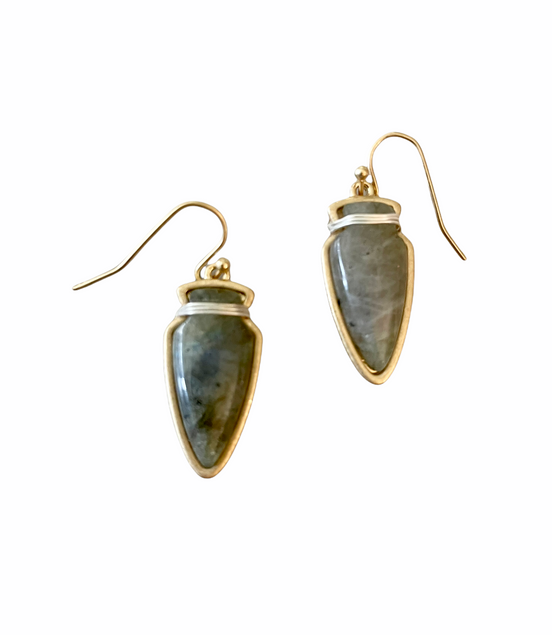 Arrowhead Stone Earrings-Smoky Grey