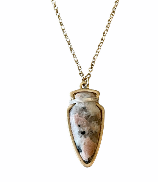 Arrowhead Stone Necklace-Ivory Fleck