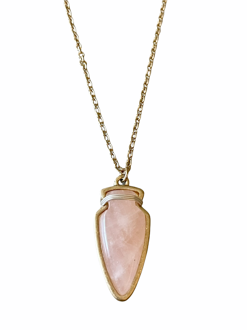 Arrowhead Stone Necklace-Pink Quartz