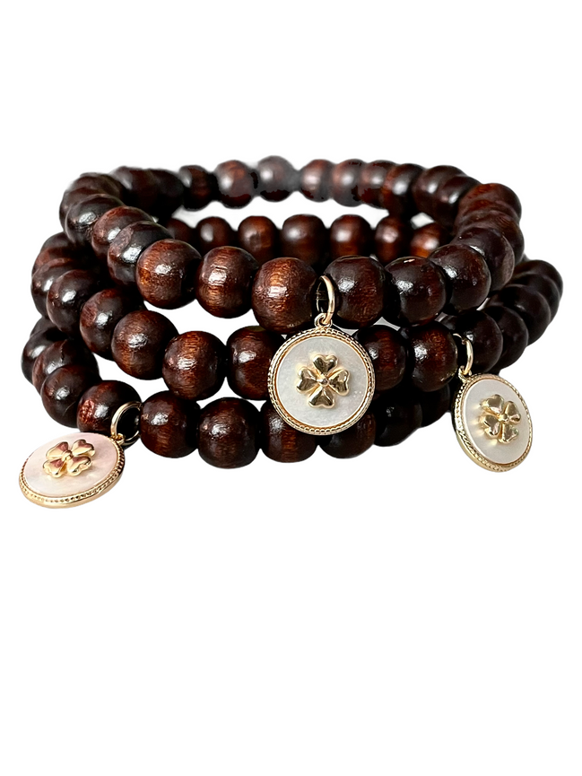 Clover/Mother of Pearl Prayer Bead Bracelet