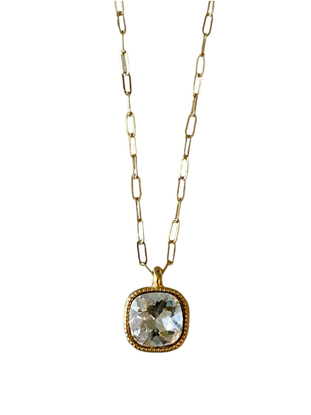 Swarovski Cushion Cut Drop Necklace