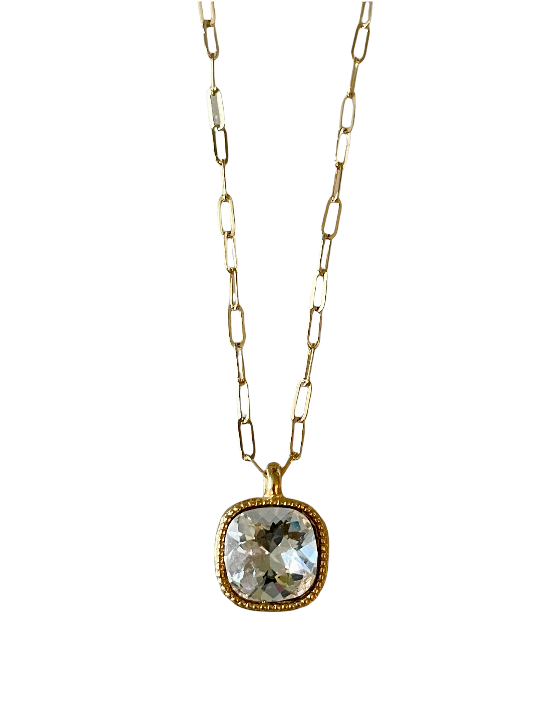 Swarovski Cushion Cut Drop Necklace