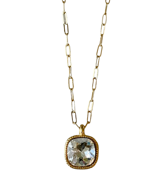 Swarovski Cushion Cut Drop Necklace