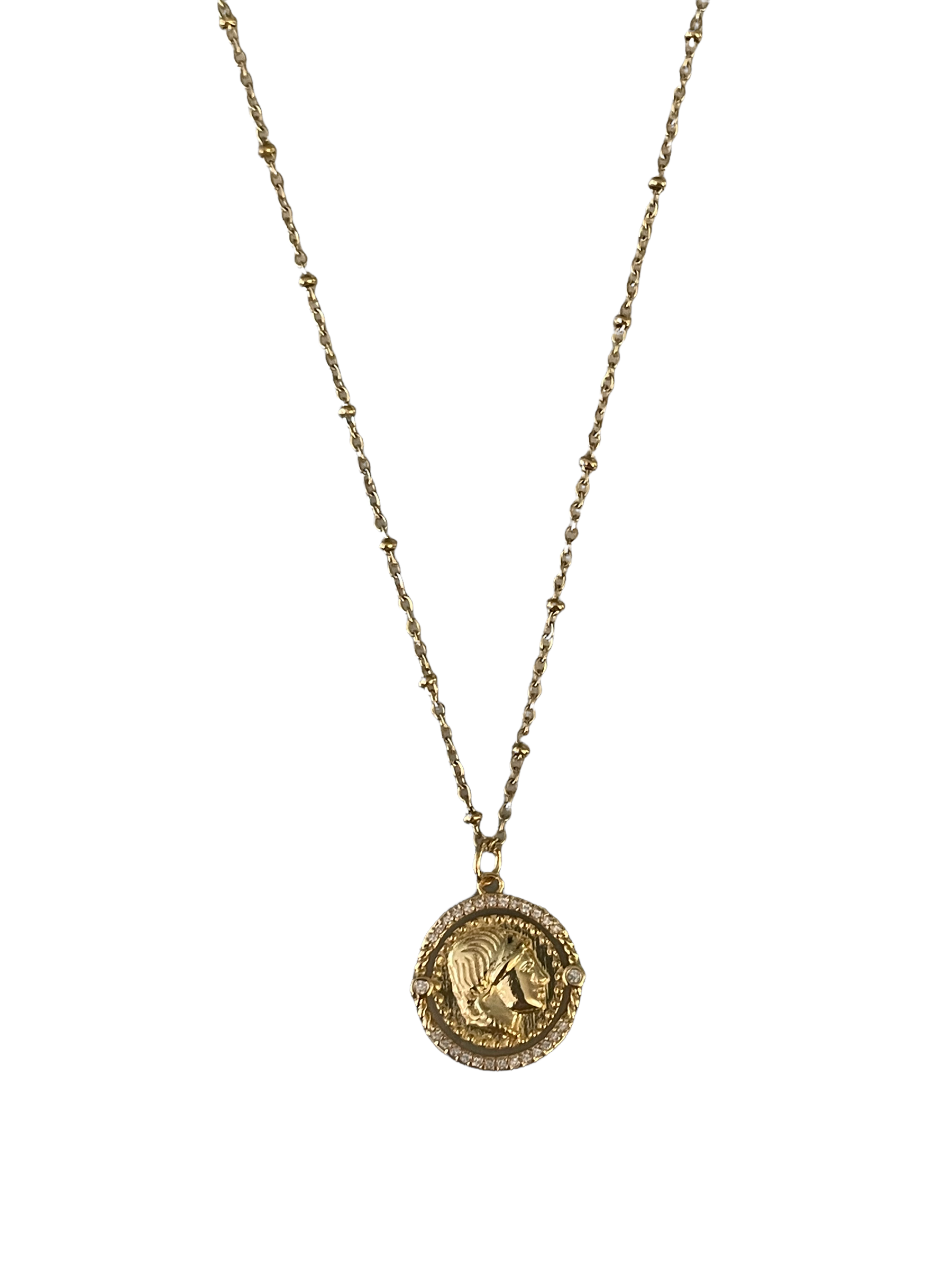 Coin Pendant with Crystals