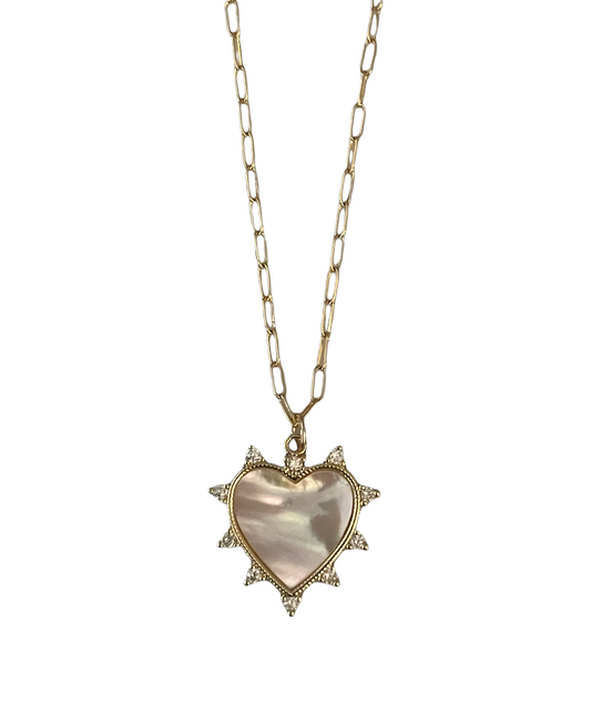 Mother of Pearl Crystal Studded Necklace