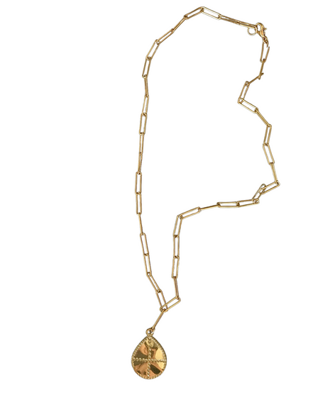 Pear Pendant with Cross Engraving