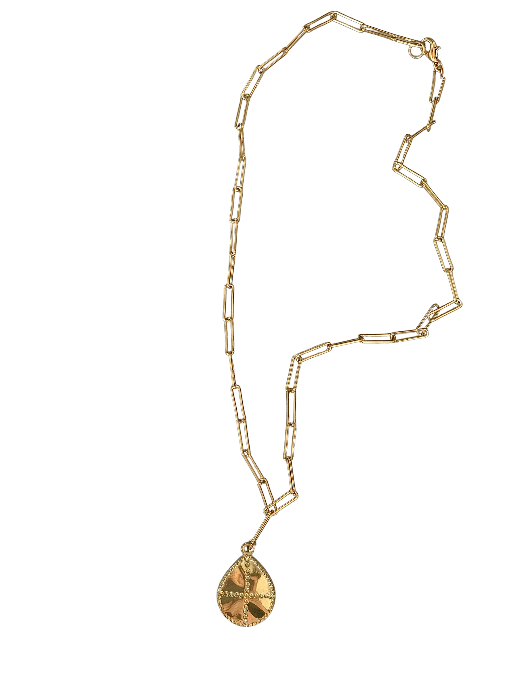 Pear Pendant with Cross Engraving