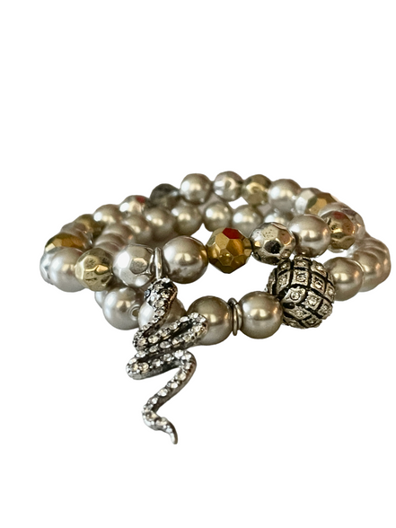 Gunmetal Bracelet Set with Serpent