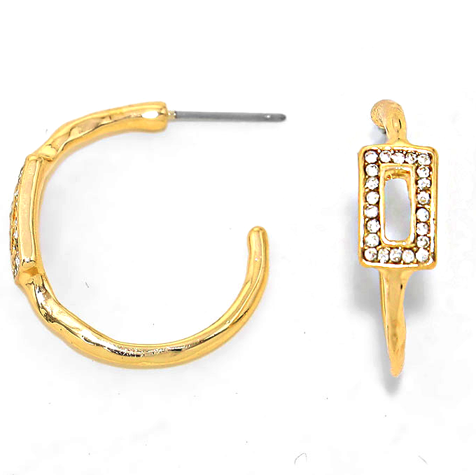 Sample Sale! Rectangle Pave Hoops
