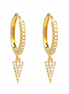 Gold CZ Pave Huggie with Spike Drop