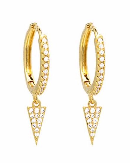 Gold CZ Pave Huggie with Spike Drop