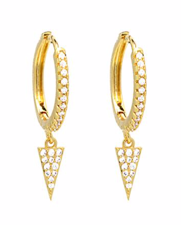 Gold CZ Pave Huggie with Spike Drop