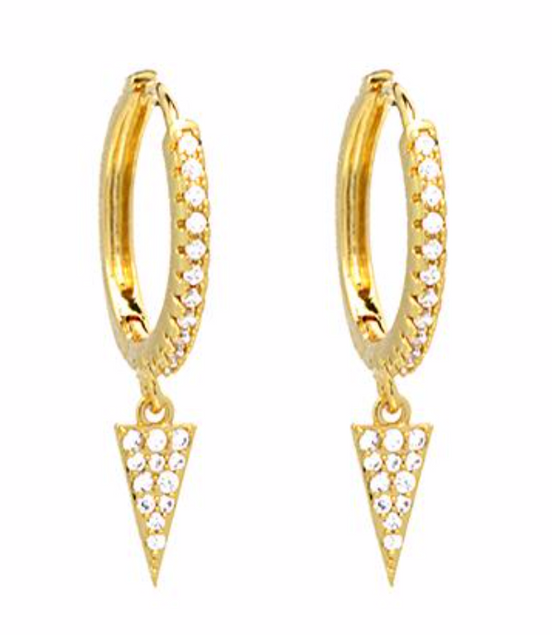 Gold CZ Pave Huggie with Spike Drop