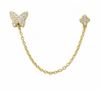 Gold CZ Pave Double Post Butterfly Earring