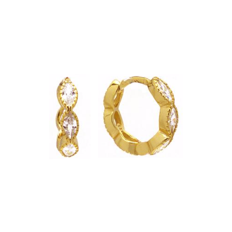 Gold Marquis CZ Huggie Earring