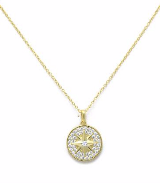 Gold Pave Starburst Necklace