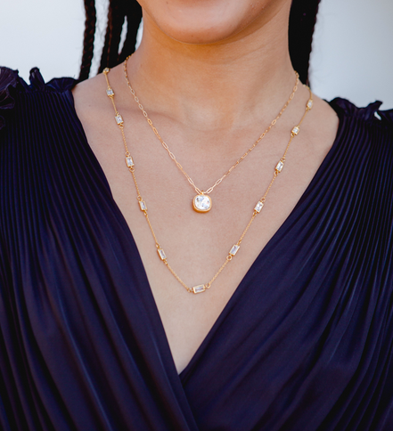 Swarovski Cushion Cut Drop Necklace