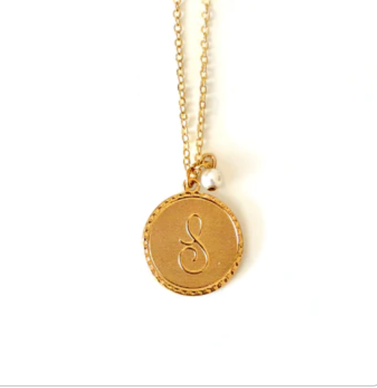 Signature Initial Necklace with Pearl Drop