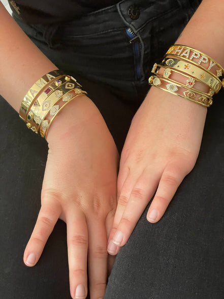 Crystal and Enamel Hamsa Cuff