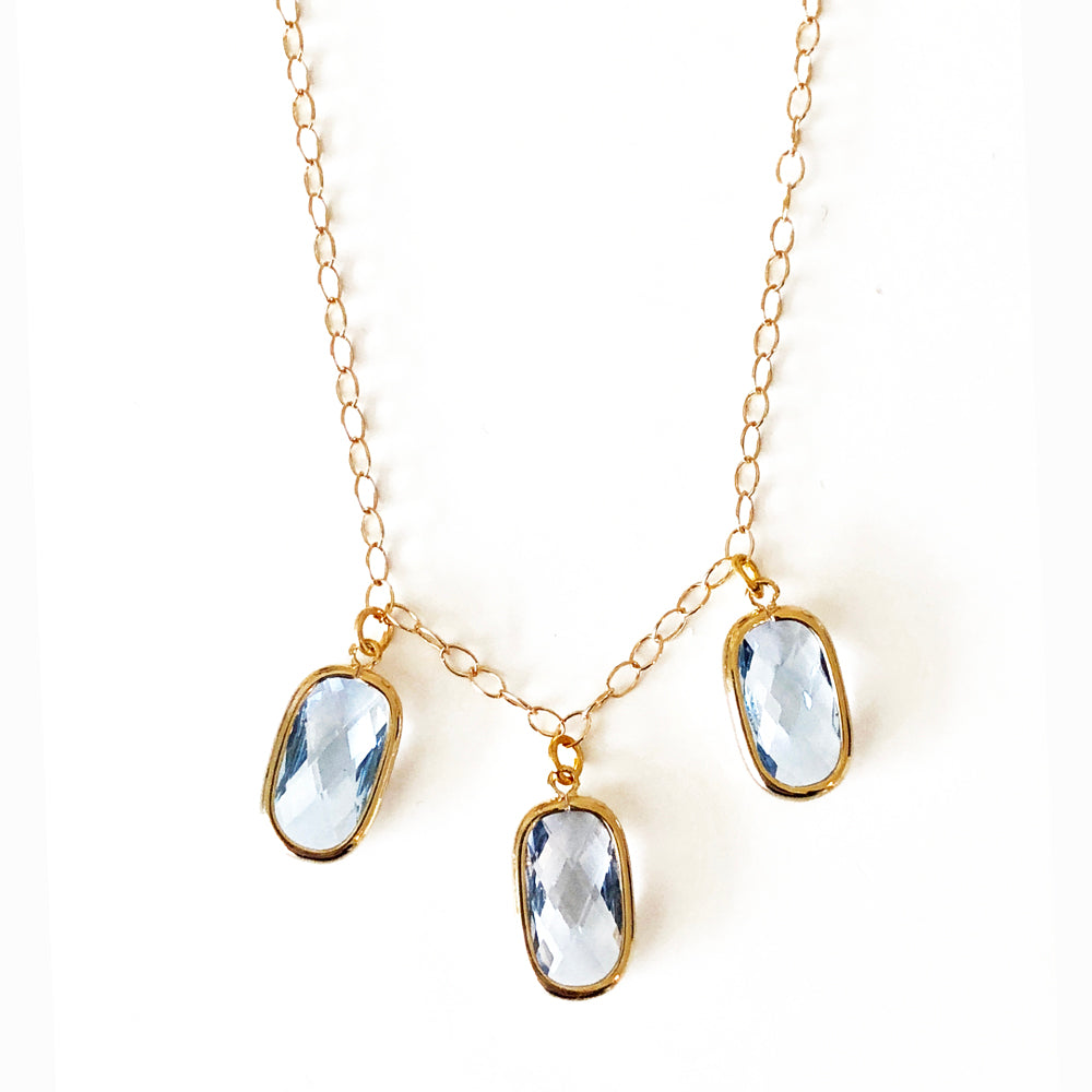 Sea Blue 3 Drop Necklace