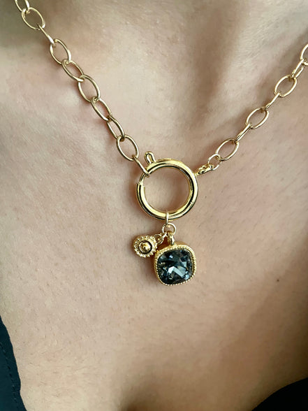Swarovski Cushion Cut Cluster Necklace