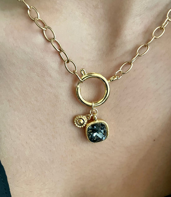 Swarovski Cushion Cut Cluster Necklace