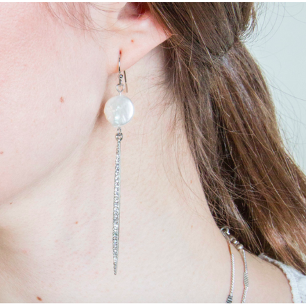 Ibiza Pearl and Silver Crystal Earring