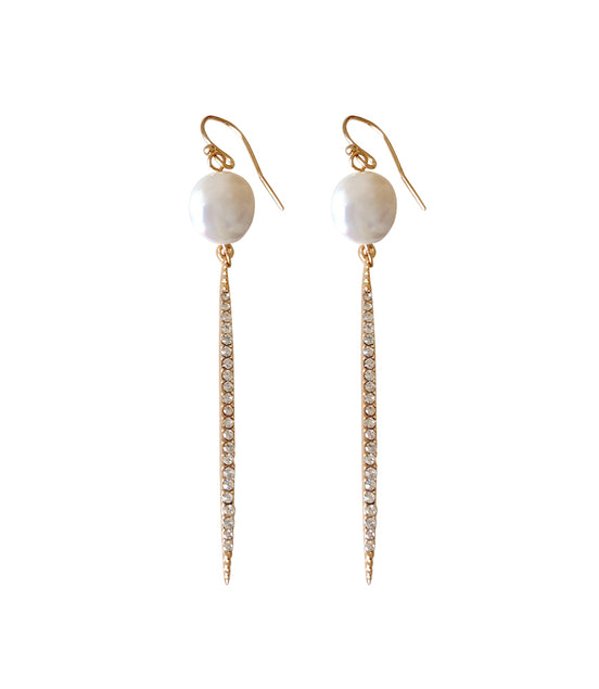 Ibiza Pearl and Gold Crystal Earring