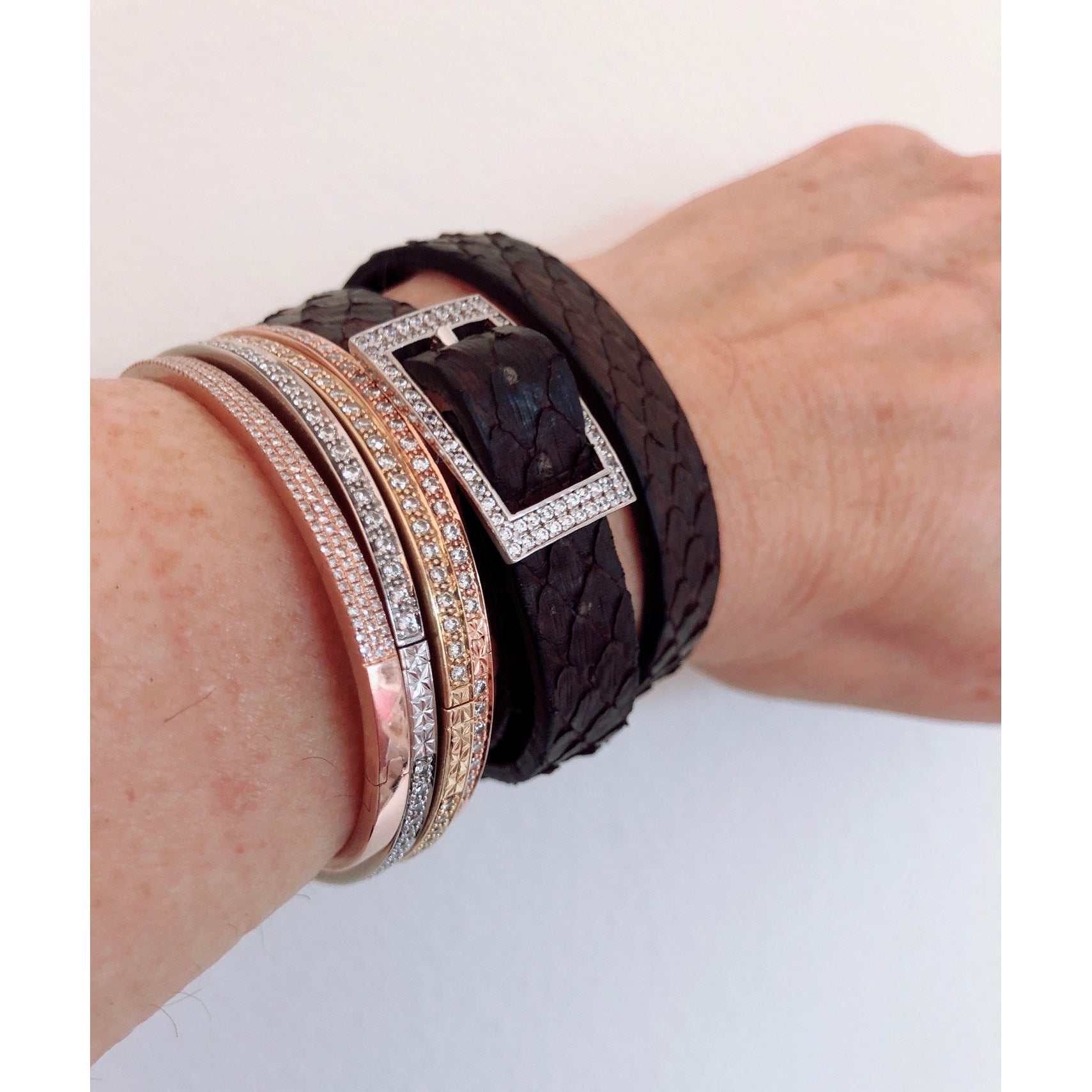 Croc Wrap Bracelet with Crystal Buckle