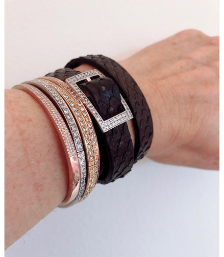 Croc Wrap Bracelet with Crystal Buckle